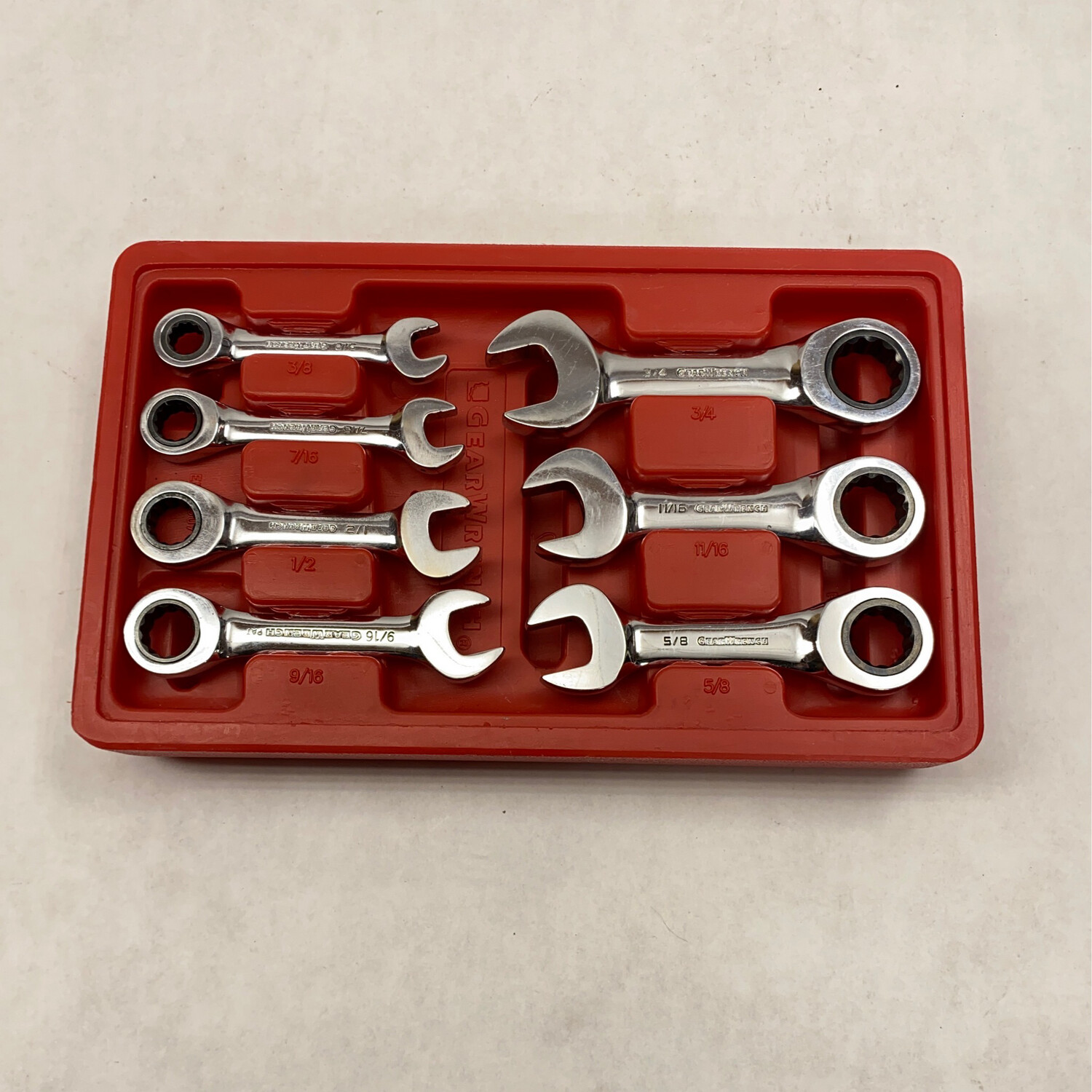 Gearwrench 7 Pc. 12 Pt. Stubby SAE Ratcheting Combination Wrench Set, 9507D