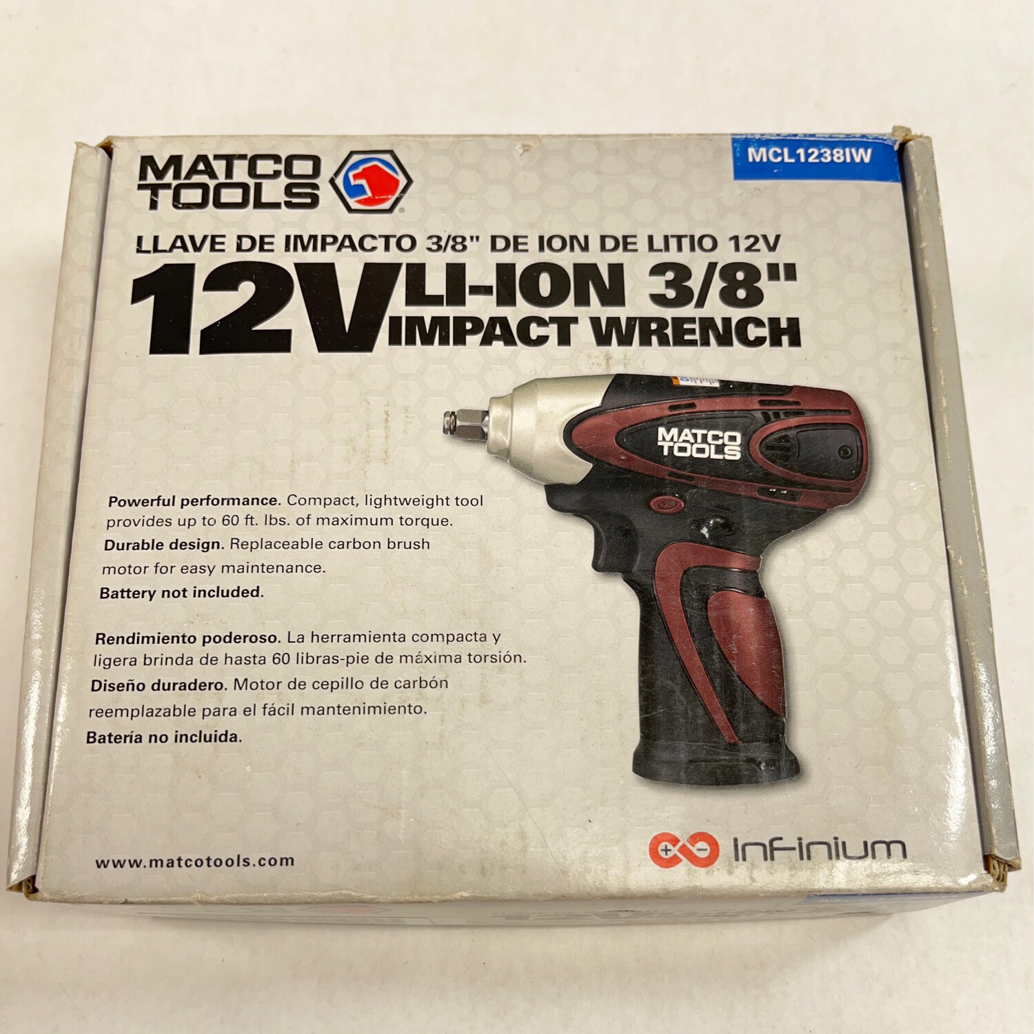 Matco Tools 3/8” Drive 12V Li-ion Cordless Impact Wrench, MCL1238IW