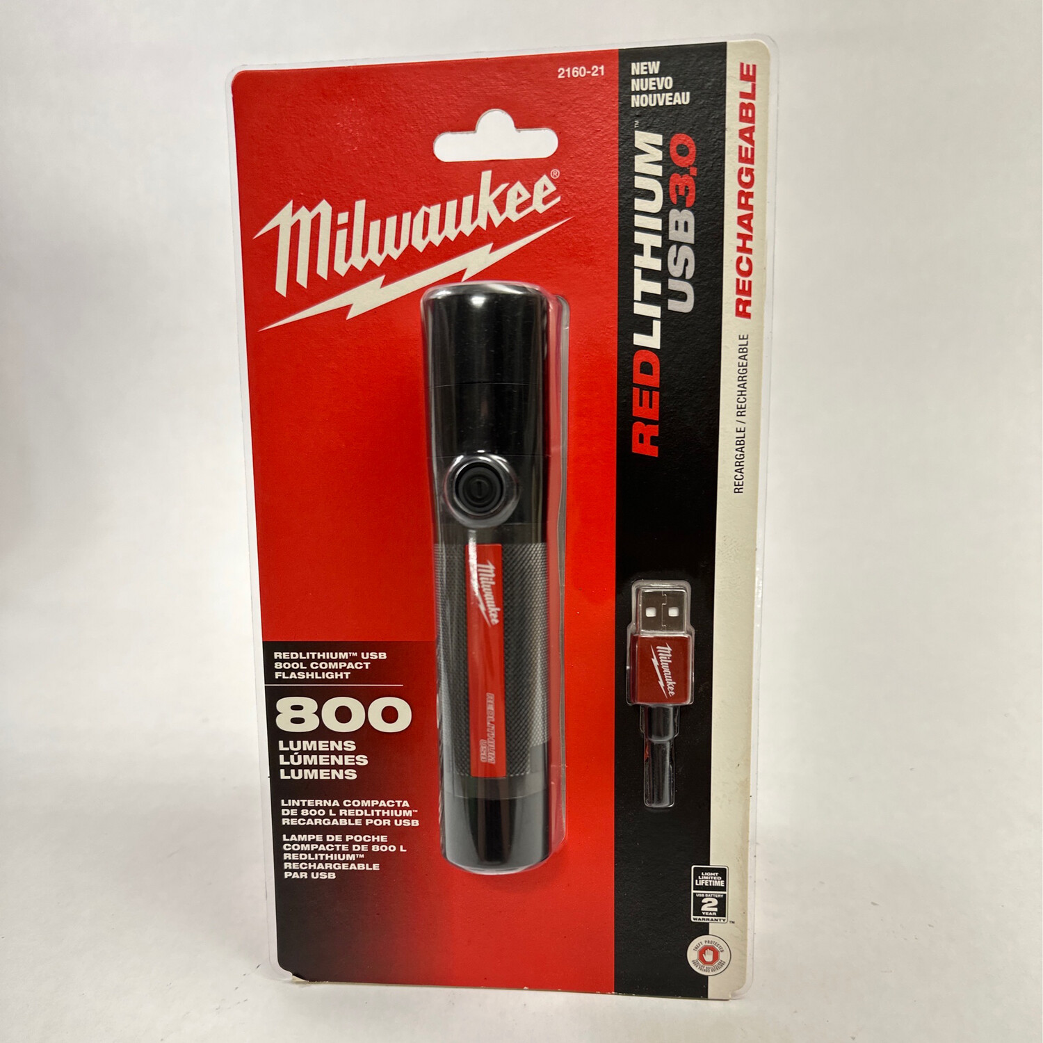 Milwaukee RedLithium USB 800L Compact Flashlight, 2160-21