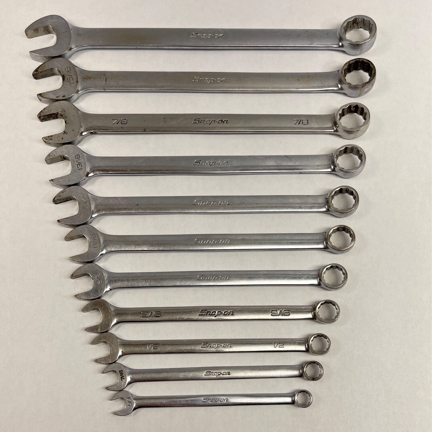 Snap On 11 Pc. 12-Point SAE Combination Wrench Set (3/8-1”) BLPCWS711B