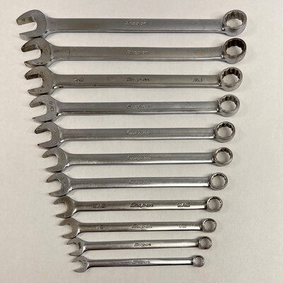 Snap On 11 Pc. 12-Point SAE Combination Wrench Set (3/8-1”) BLPCWS711B