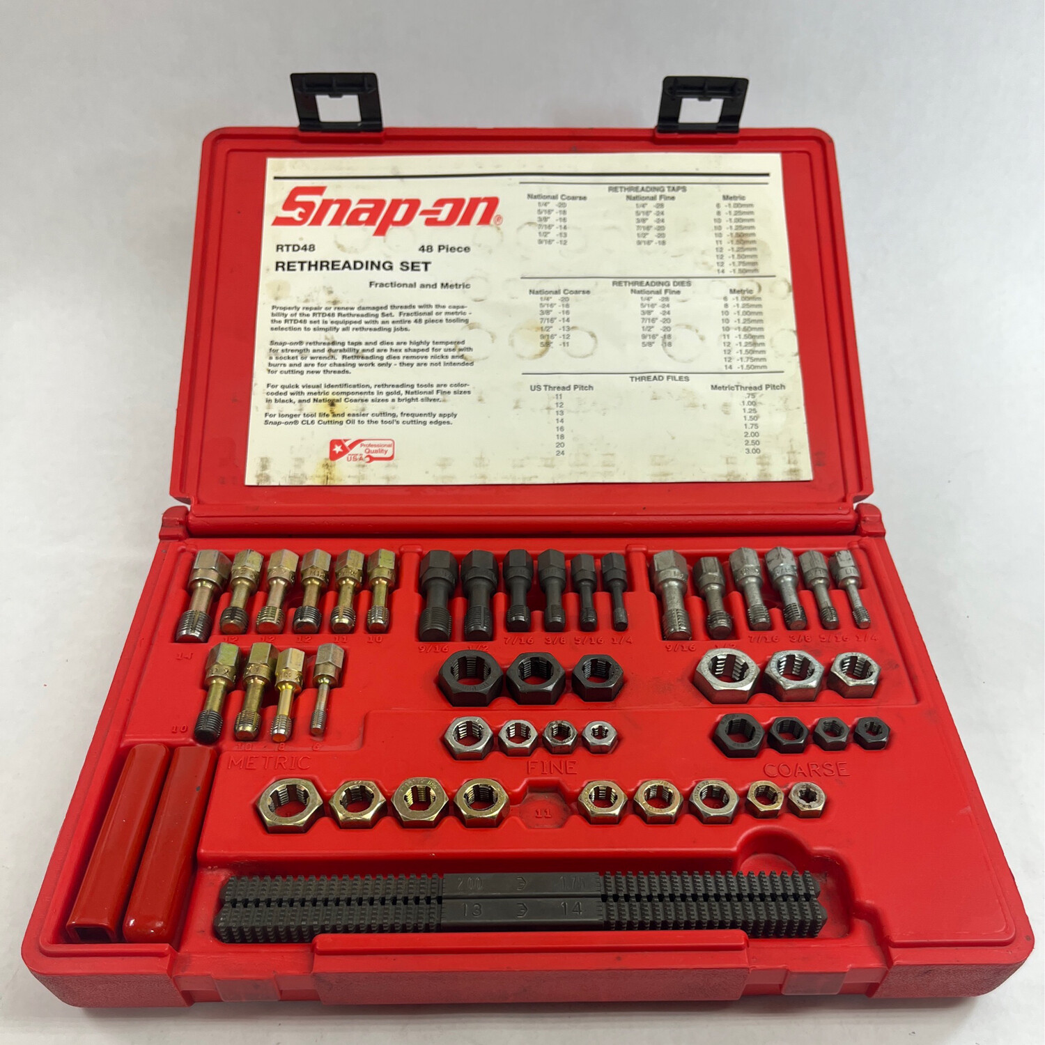 snap-on-48-pc-master-rethreading-tap-and-die-set-rtd48-shop-tool