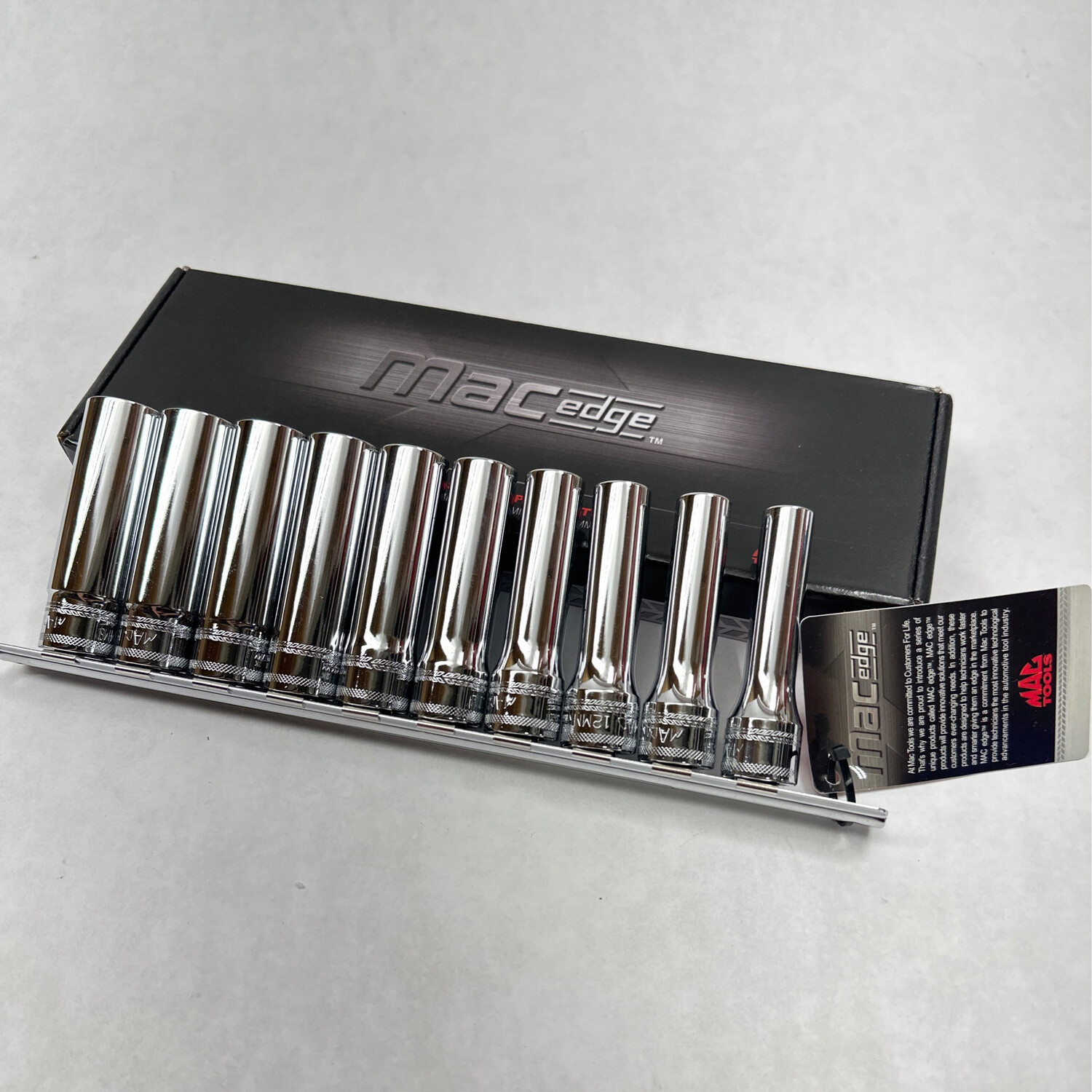 Mac Tools 10pc 1/2” Drive Metric Non-Slip Deep Socket Set, SVDGM106BR