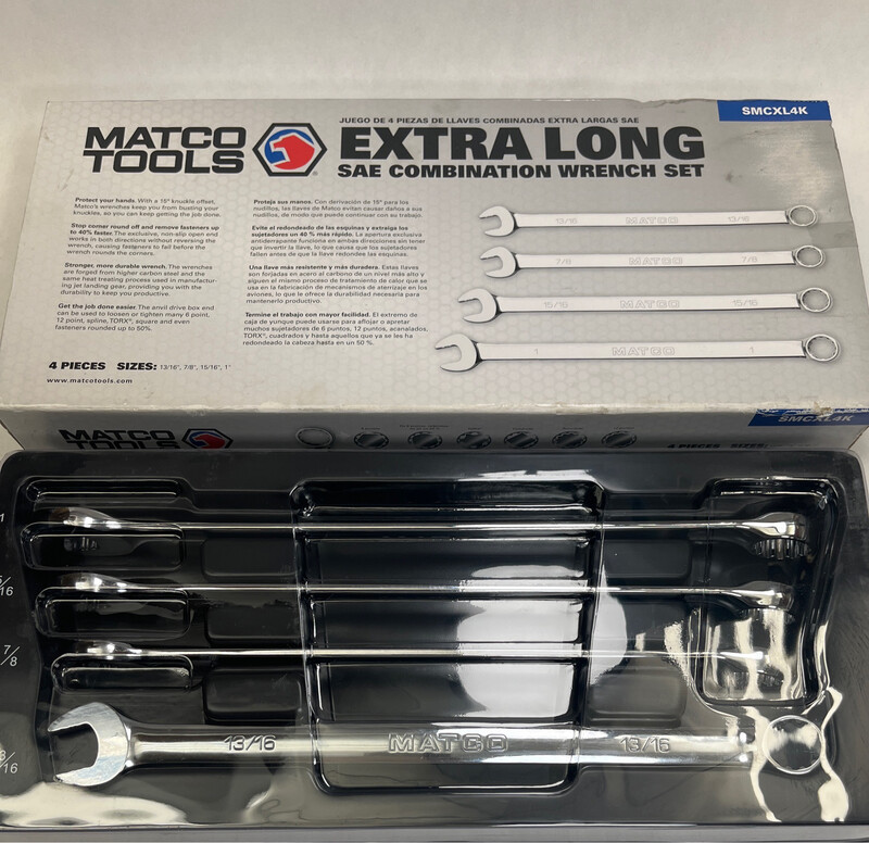Matco Tools Extra Long SAE Combination Wrench Set, SMCXL4K