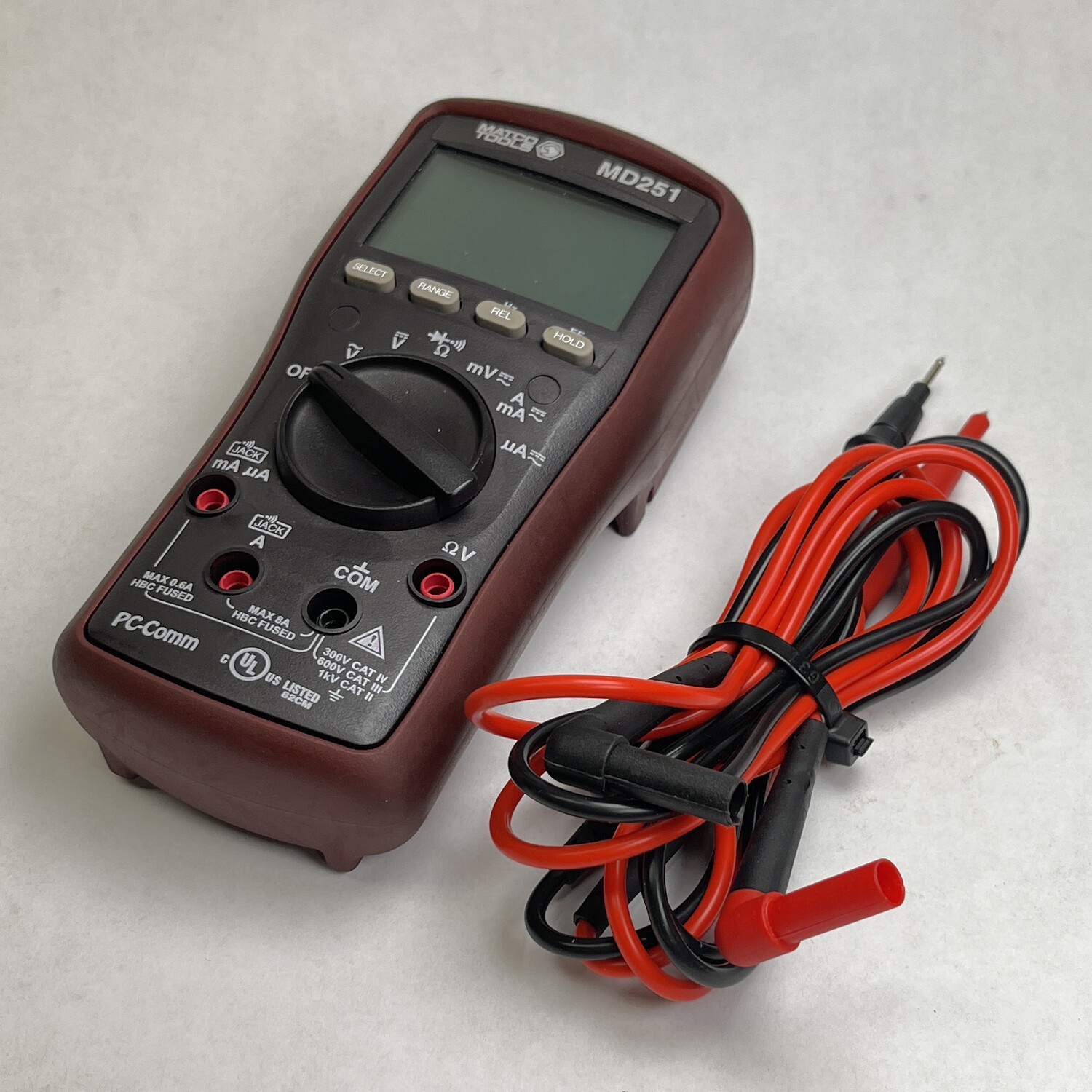 Matco Tools Digital Multimeter W/ Fluke Test Leads, MD251 Shop Tool