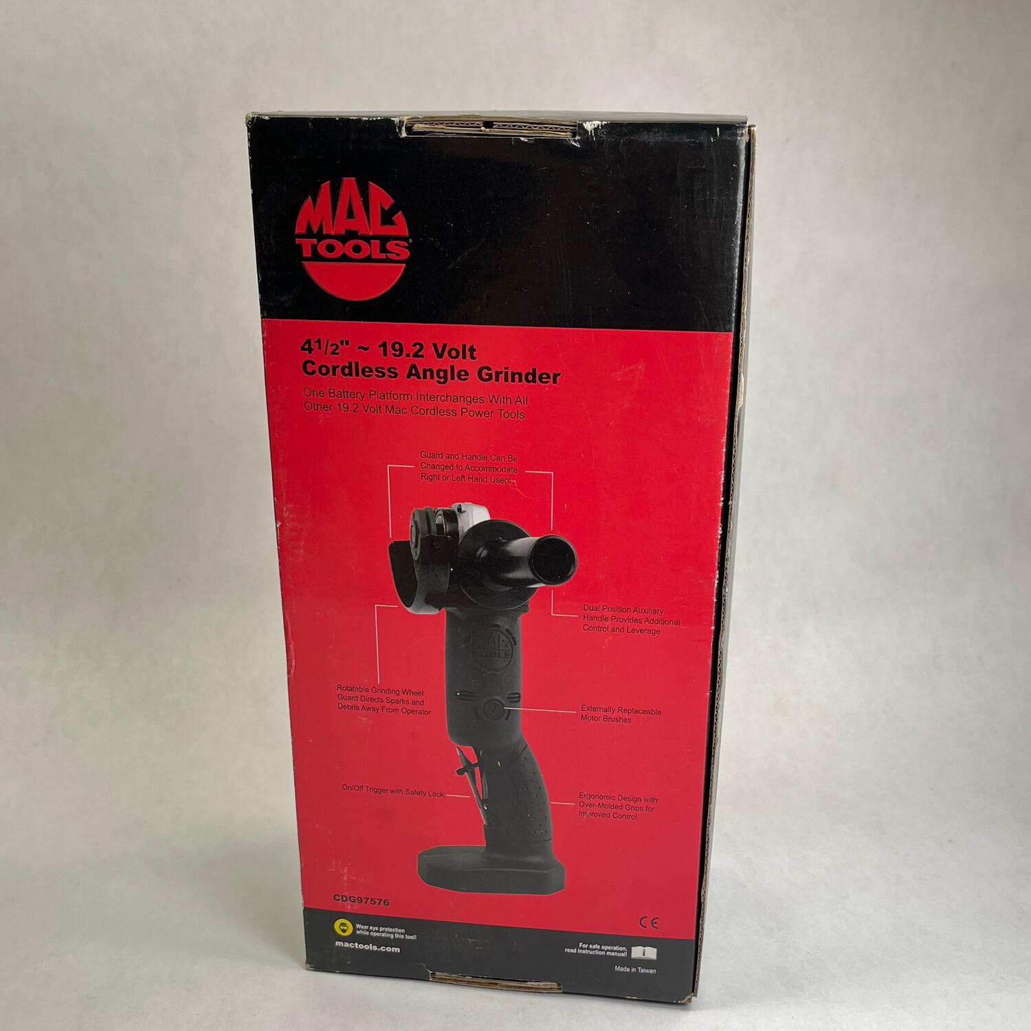 Mac Tools 4 1/2” 19.2V Cordless Angle Grinder, CDG97576 Mac Tools 4 1/2” 19.2V Cordless Angle Grinder, CDG97576