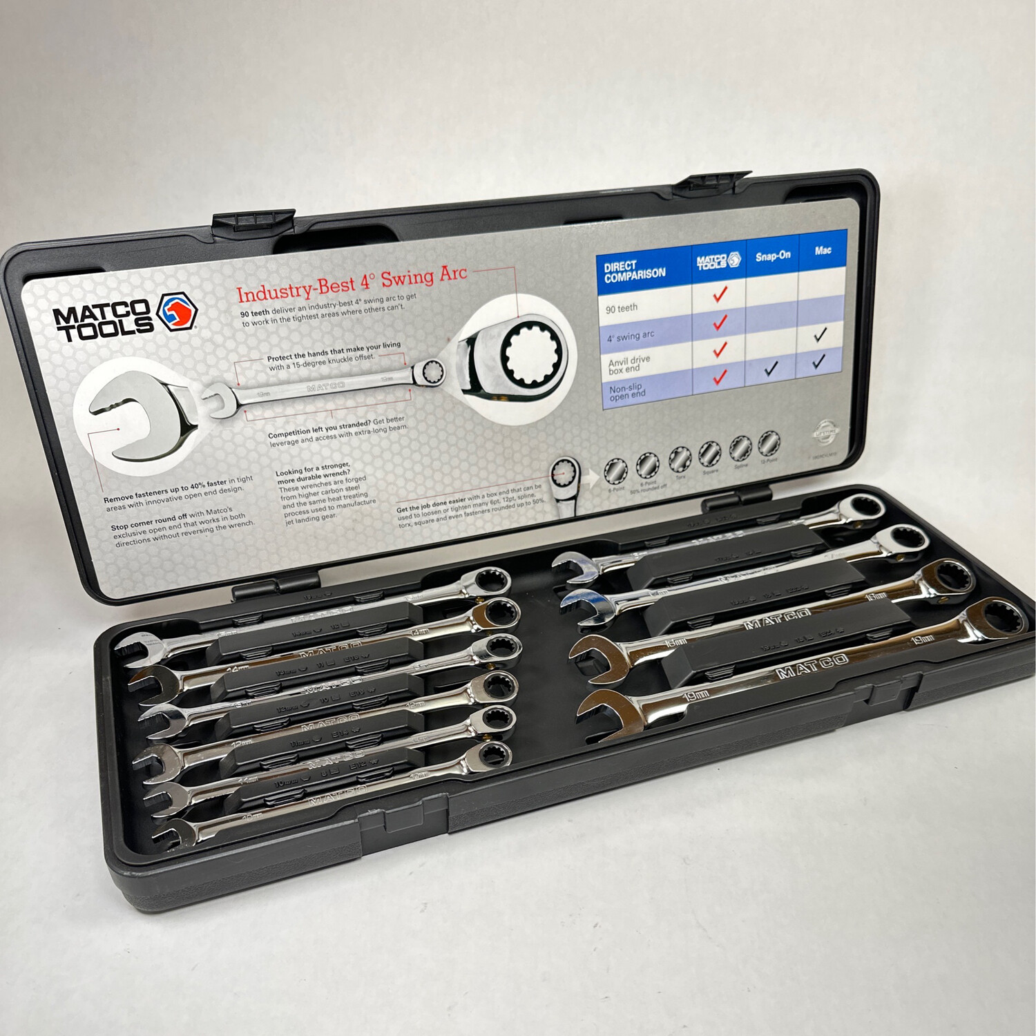 Matco 10pc 90 Tooth Metric Xtra Long Wrench Set Shop Tool Swapper