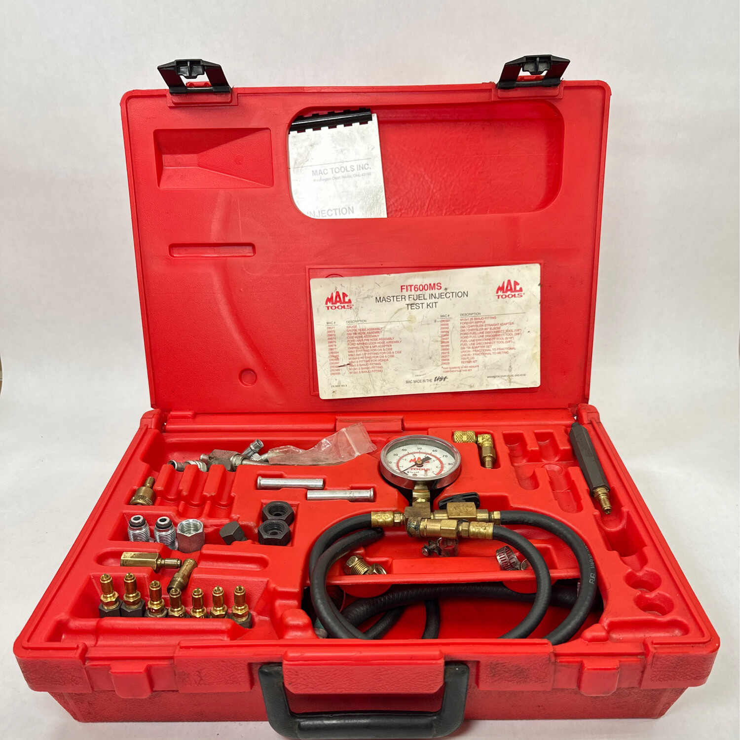 Mac Tools Fuel Injection Test Kit, 29613 Shop Tool Swapper