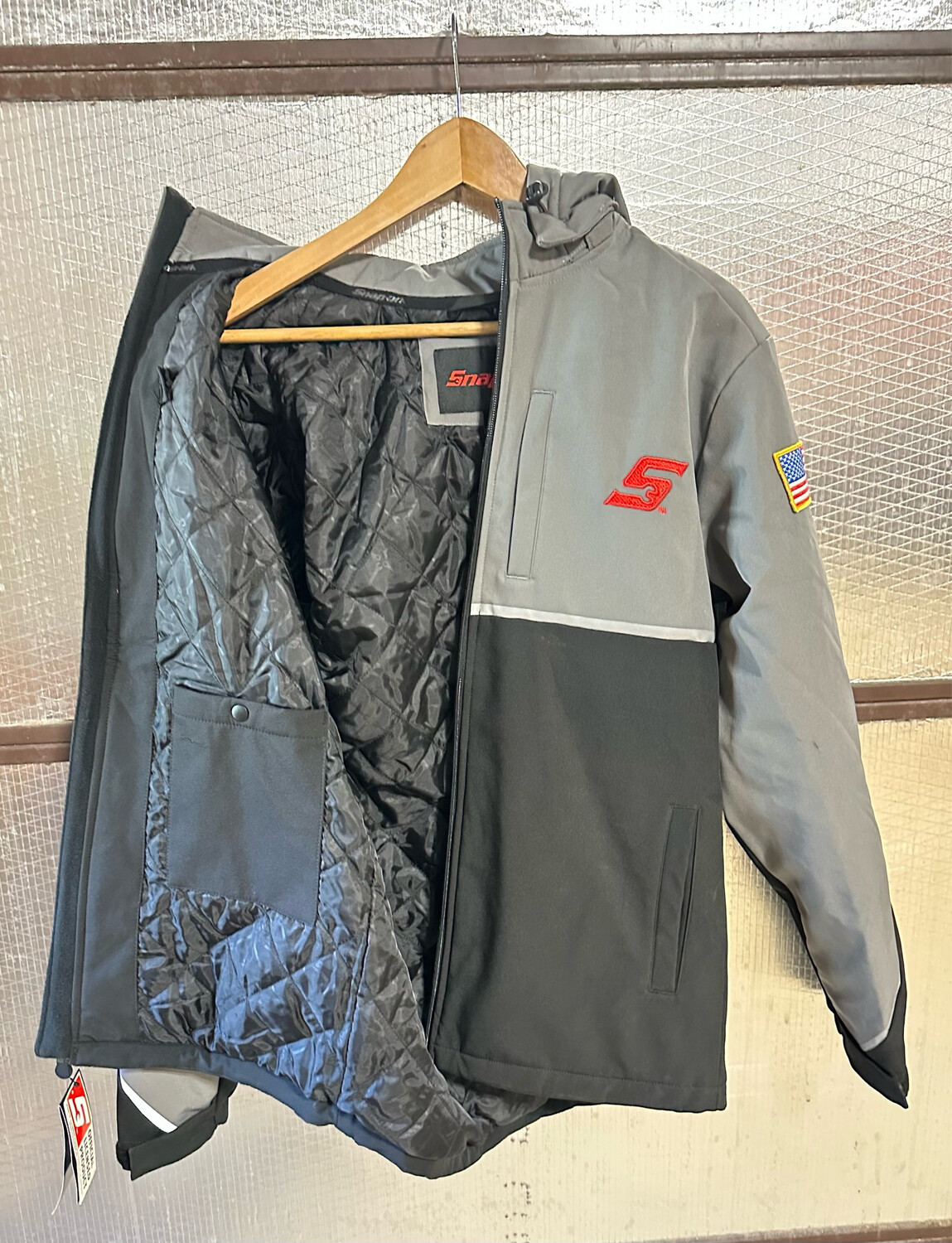 Snap On Tools Jacket Gray/Black W/Removable Hood, Size Small
