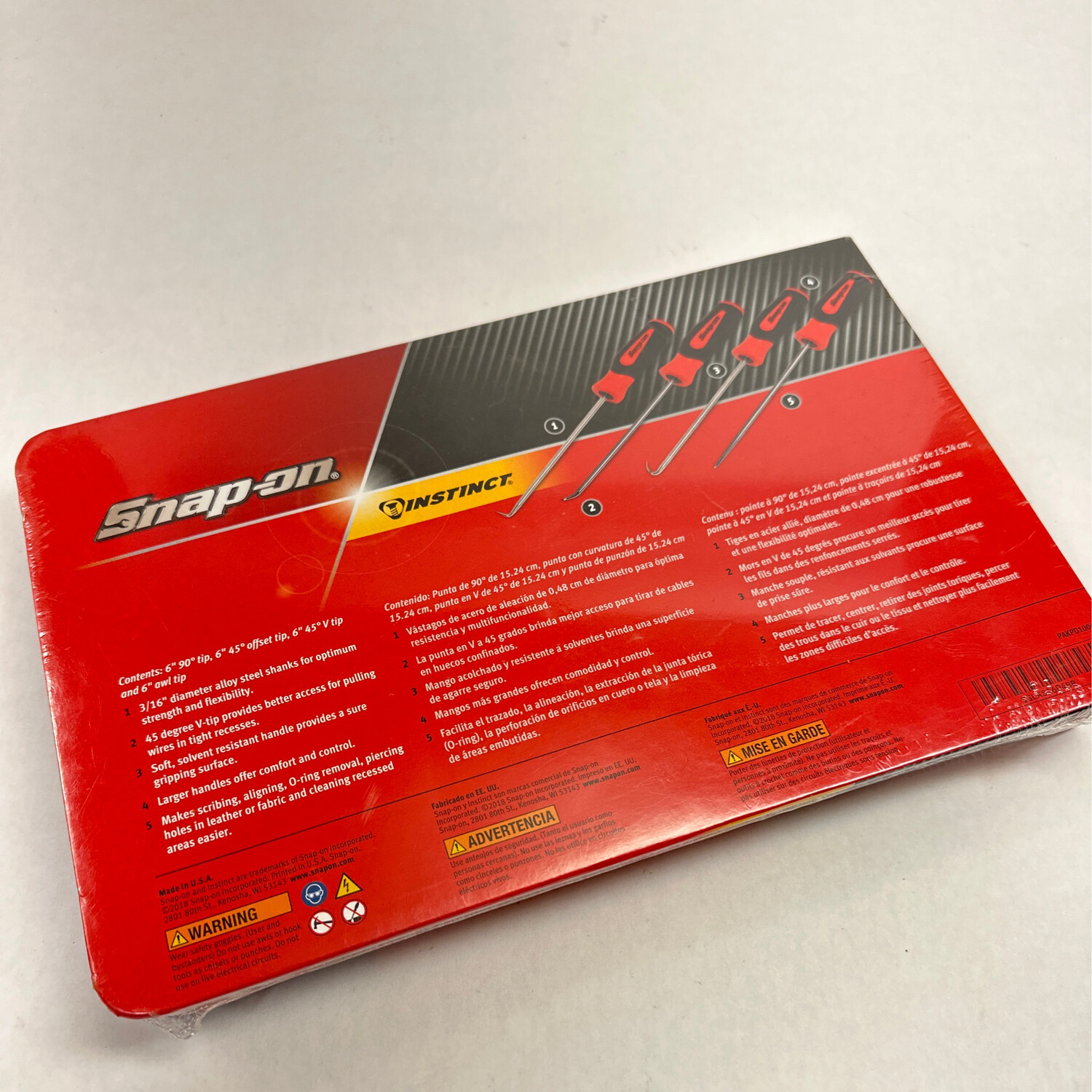 Snap On 4 pc Instinct® Heavy-Duty Pick Set (Red), SGLASA604BR