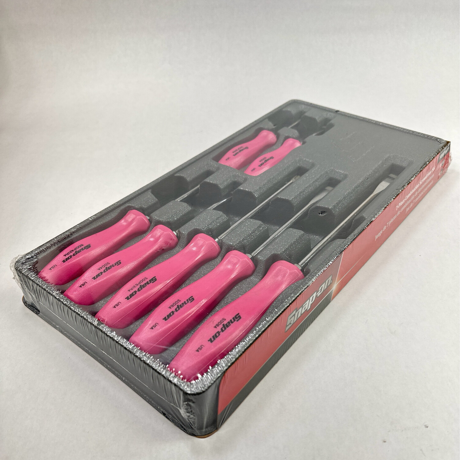 Snap On 7pc Pink Combination Screwdriver Set, SDDX70APP Shop Tool