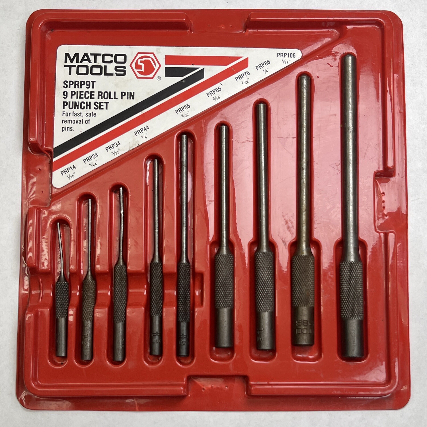 Matco Tools 9 Piece Roll Pin Punch Set, SPRP9T Shop Tool Swapper