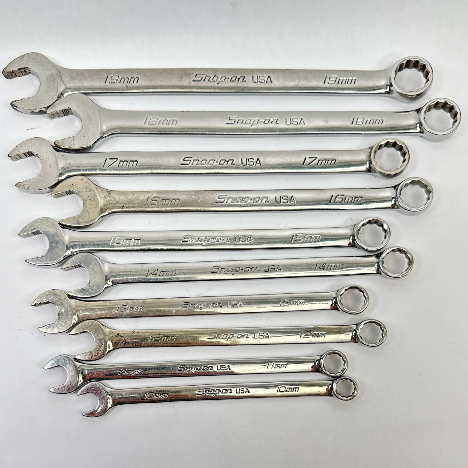 Snap On 10 pc 12-Point Metric Flank Drive® Plus Combination Wrench Set ...