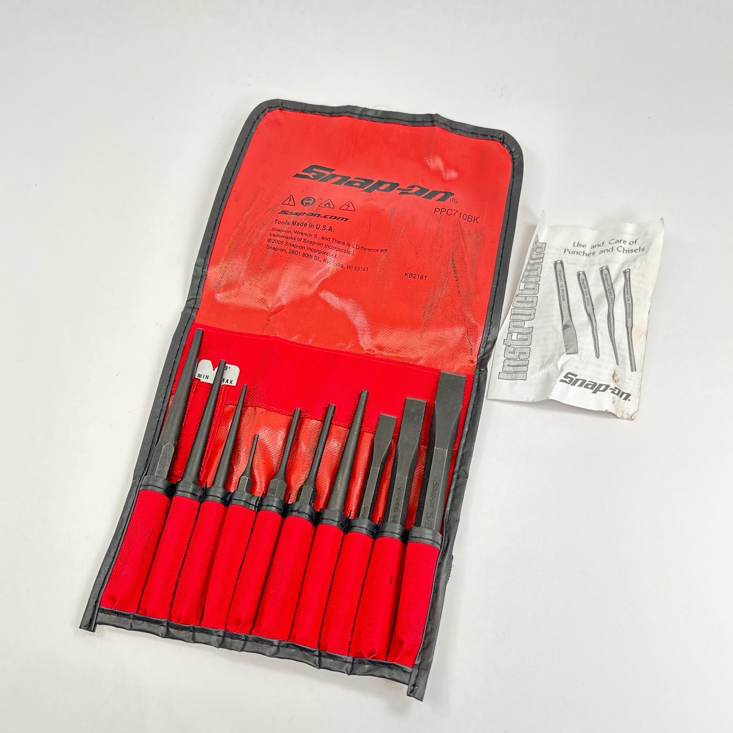 Snap On 11 pc Punch and Chisel Set, PPC710BK Shop Tool Swapper
