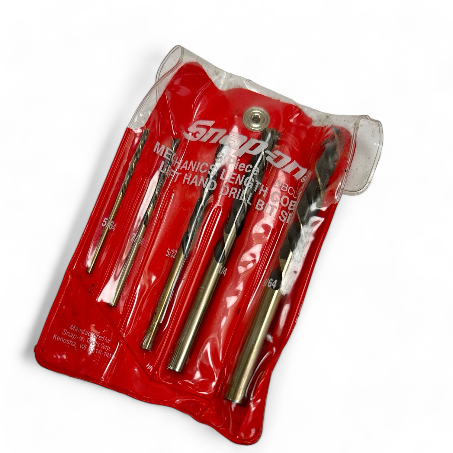 Snap On 5 pc Left-Hand Cobalt Drill Bit Set (5/64, 7/64, 5/32, 1/4 and 19/64"), DBCL105B