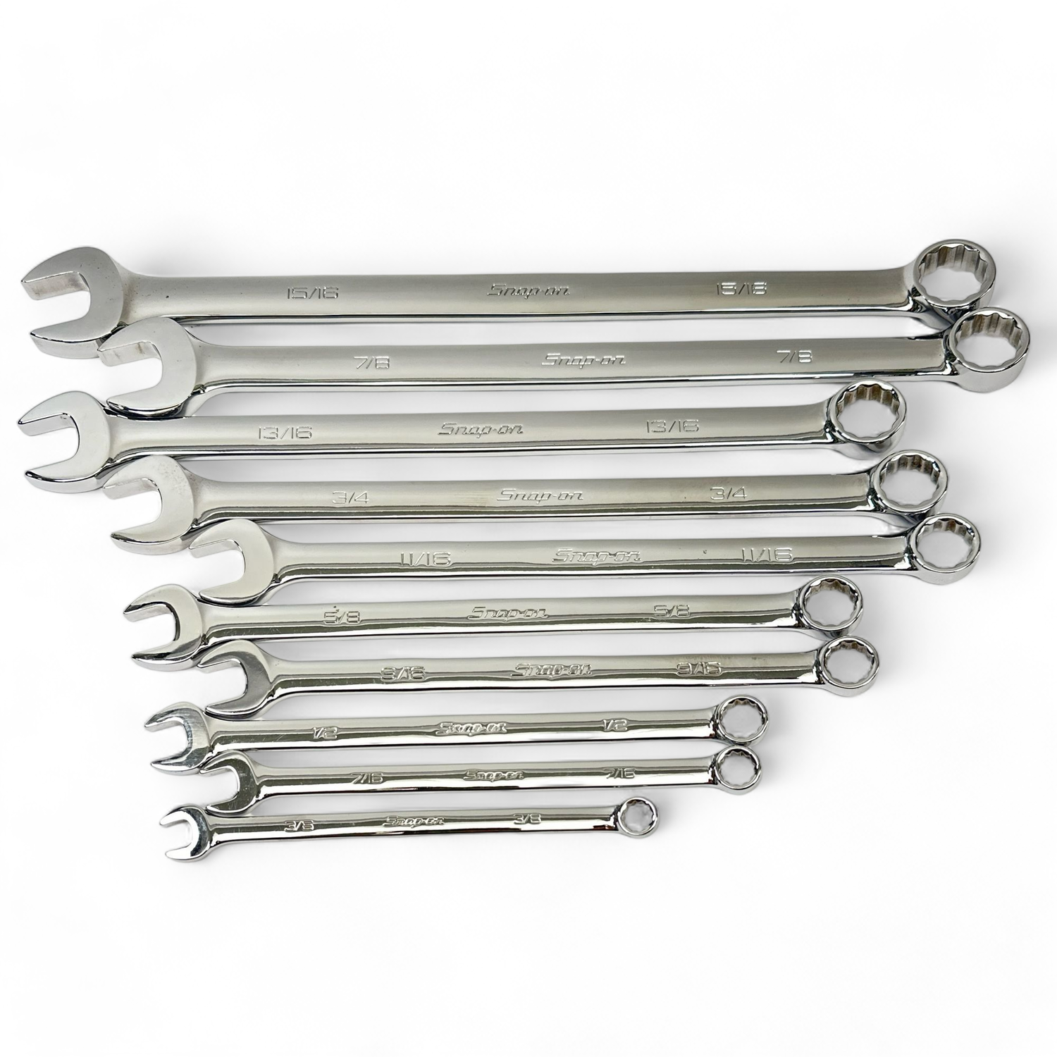 Snap On 10pc 12-Point SAE Flank Drive® Long Combination Wrench Set (3/8-15/16")