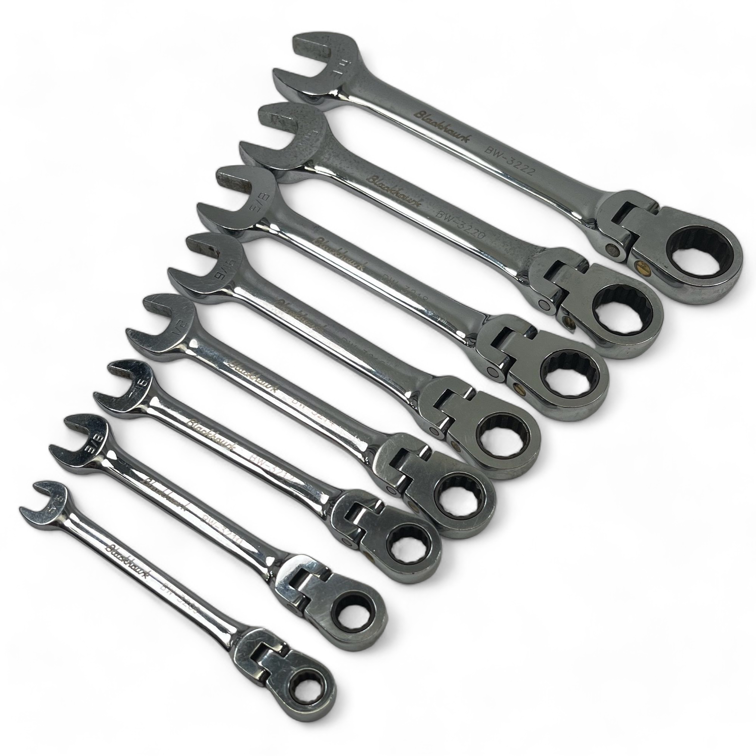 Blackhawk 8pc SAE Flex-Head Ratcheting Wrench Set (5/16” - 3/4”), BW-3208FS