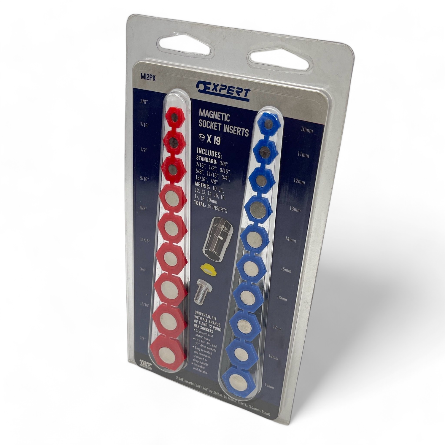 Expert Tools SAE/Metric Magnetic Socket Inserts, M12PK