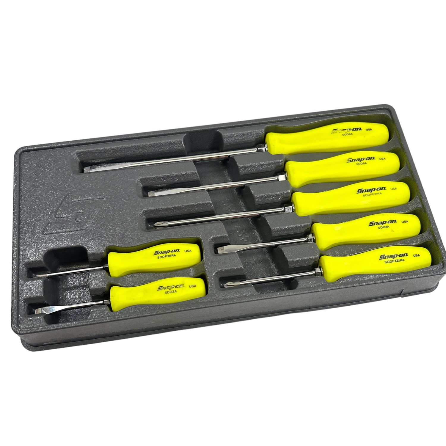 Snap on 7pc HI-VIZ YELLOW Hard Handle Combination Snap on 7pc HI-VIZ YELLOW Hard Handle Combination