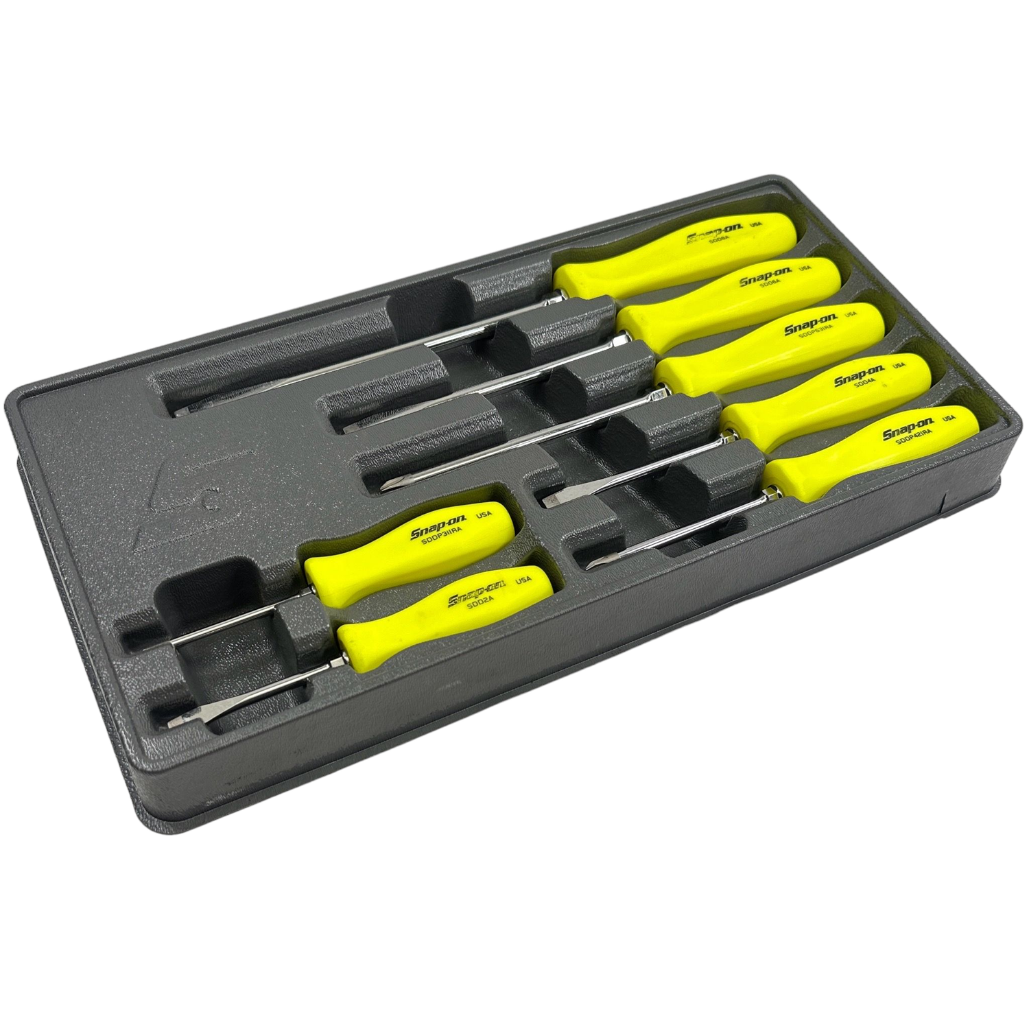 Snap on 7pc HI-VIZ YELLOW Hard Handle Combination Screwdriver Set