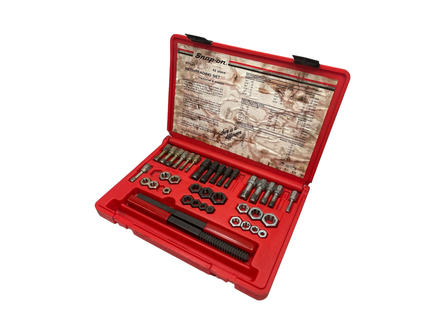 Snap On 38 Pc. Fractional & Metric Rethreading Set, RTD42