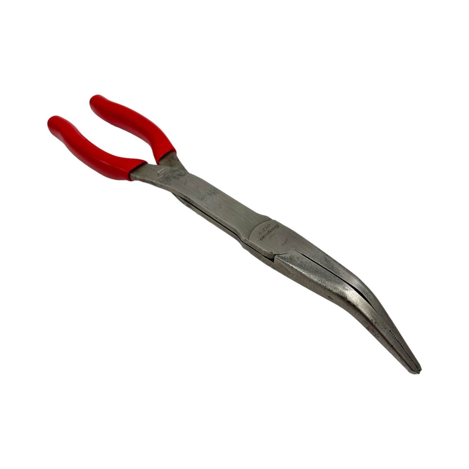 Snap On 11" Talon Grip™ Long-Neck 35° Bent Needle Nose Pliers (Red), 411CF