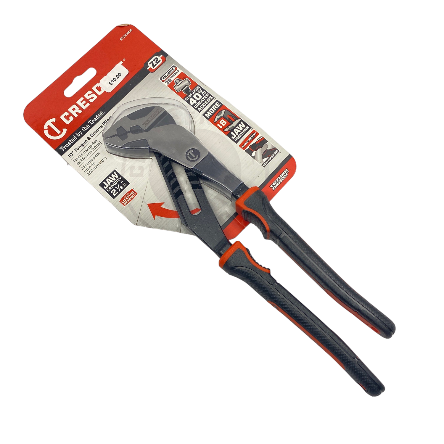 Crescent 10” Tongue And Groove Pliers, RTZ210CG