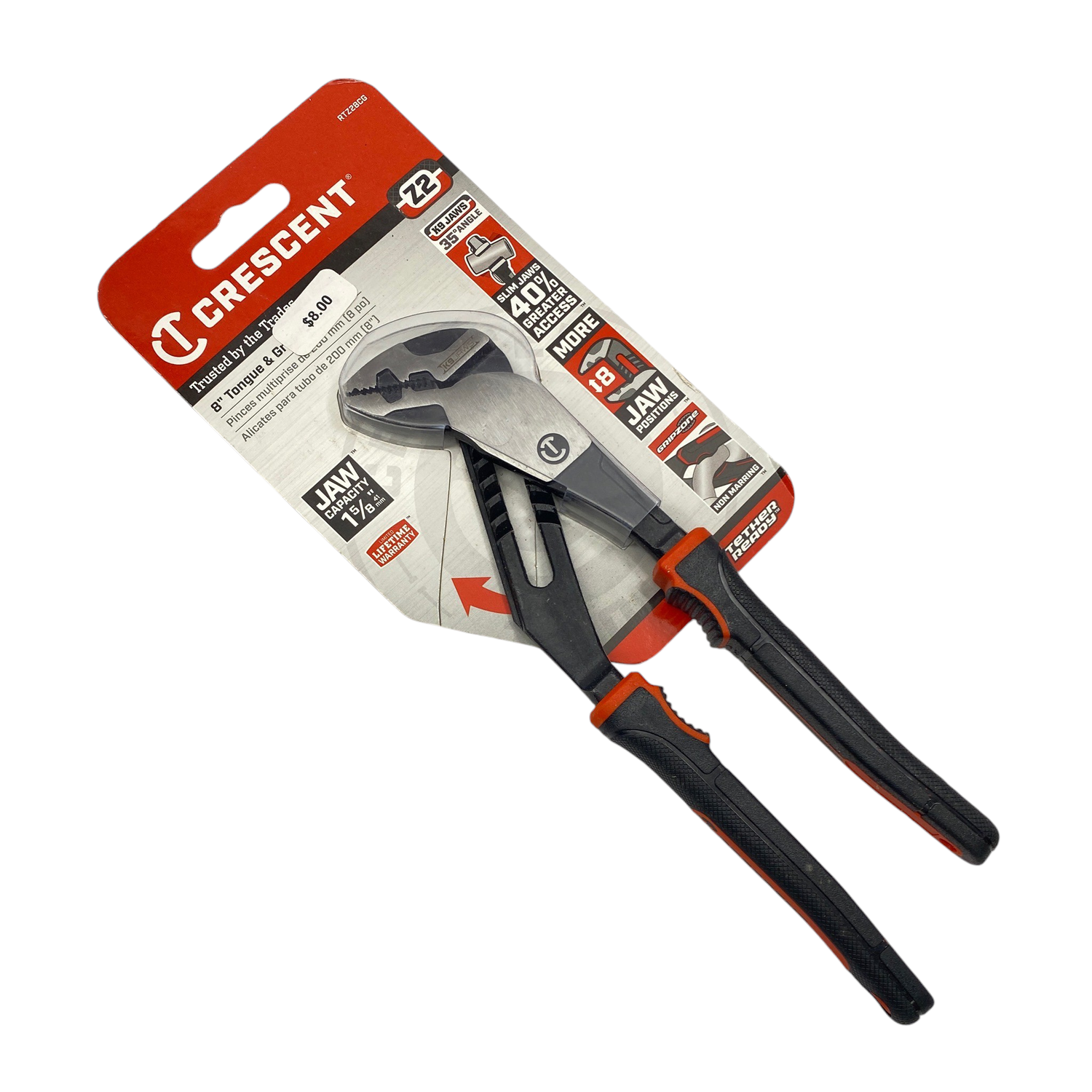 Crescent 8” Tongue And Groove Pliers, RTZ28CG
