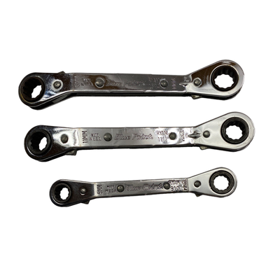 Blue Point 3 Pc. 12 Point Metric 25° Offset Ratcheting Box Wrench Set, RBYAM605