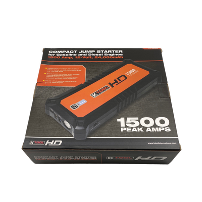 K Tools 1500 Amp Compact Jump Starter 12V, 24,000mAh, KTIHD4903