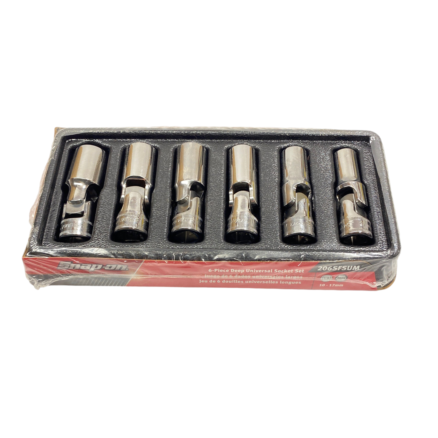 Snap On 6 pc 3/8" Drive 6-Point Metric Flank Drive Deep Universal Socket Set, 206SFSUM