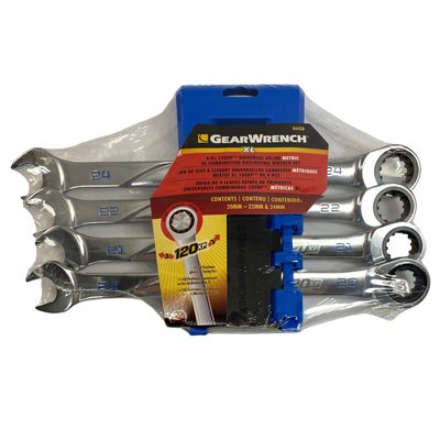 Gearwrench 4 Piece 120XP Universal Spline Metric XL Combination Ratcheting Wrench Set, 86428