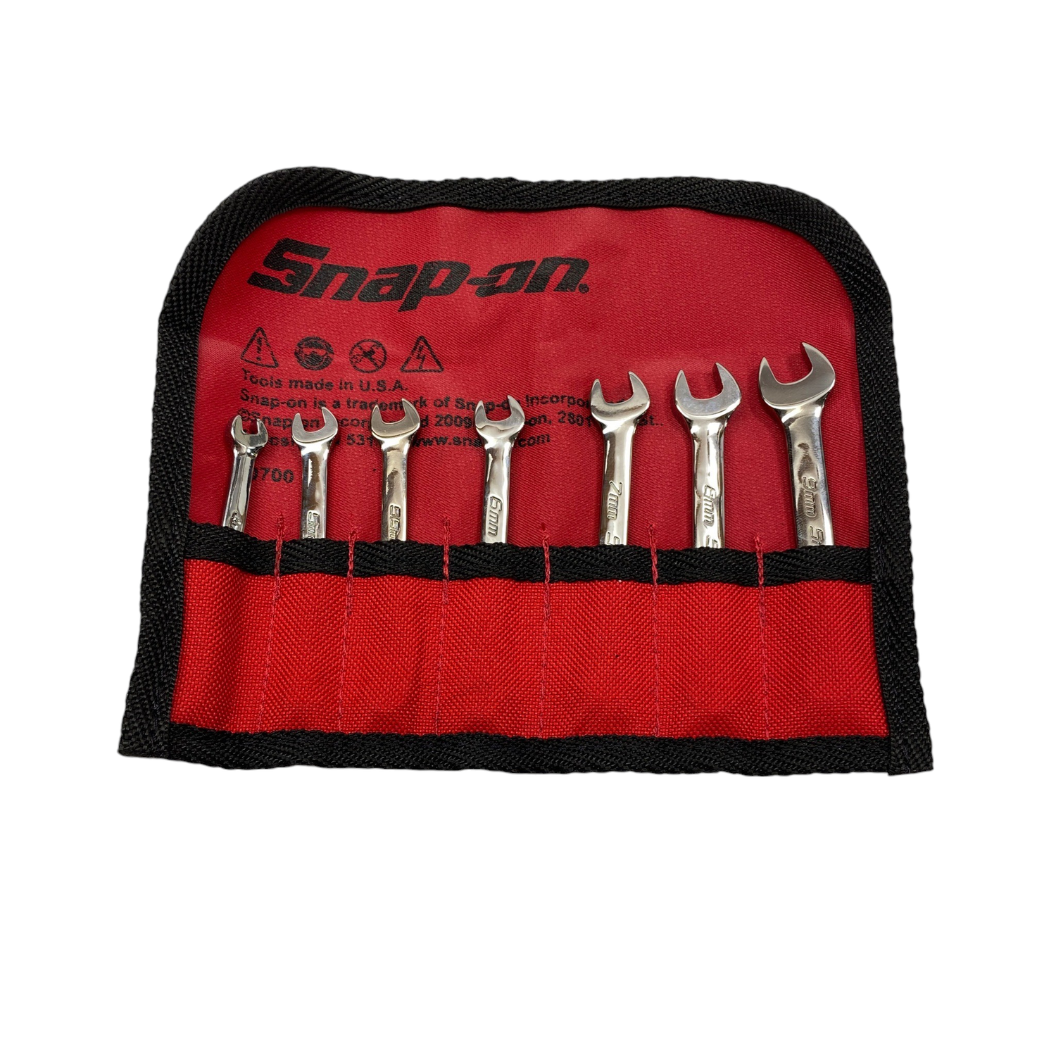 Snap On 7 Pc. 6-Point Metric Flank Drive Midget Combination Wrench Set, OXIM707SBK
