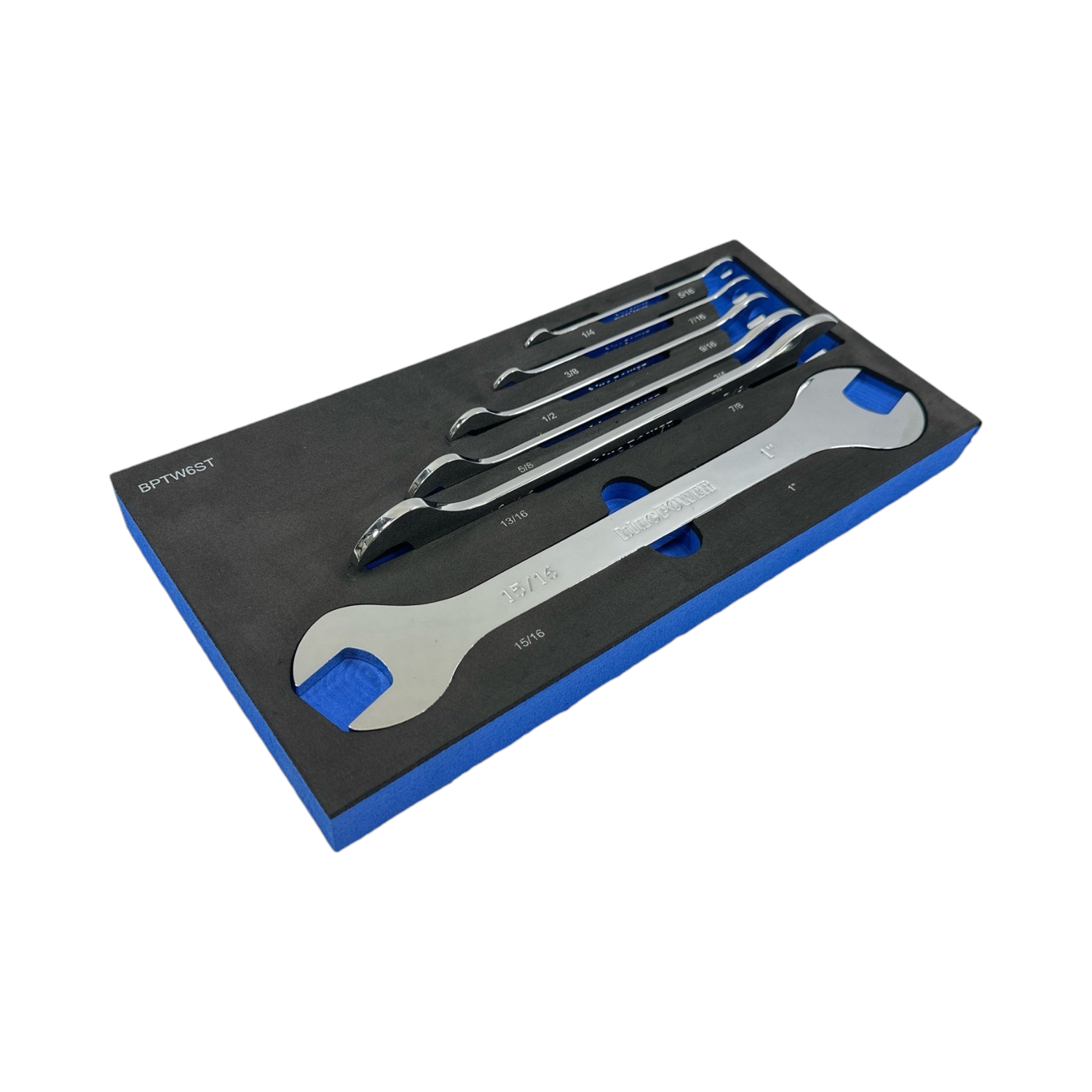 Cornwell 6pc Cornwell® bluePOWER® SAE Thin Open End Wrench Set, BPTW6ST