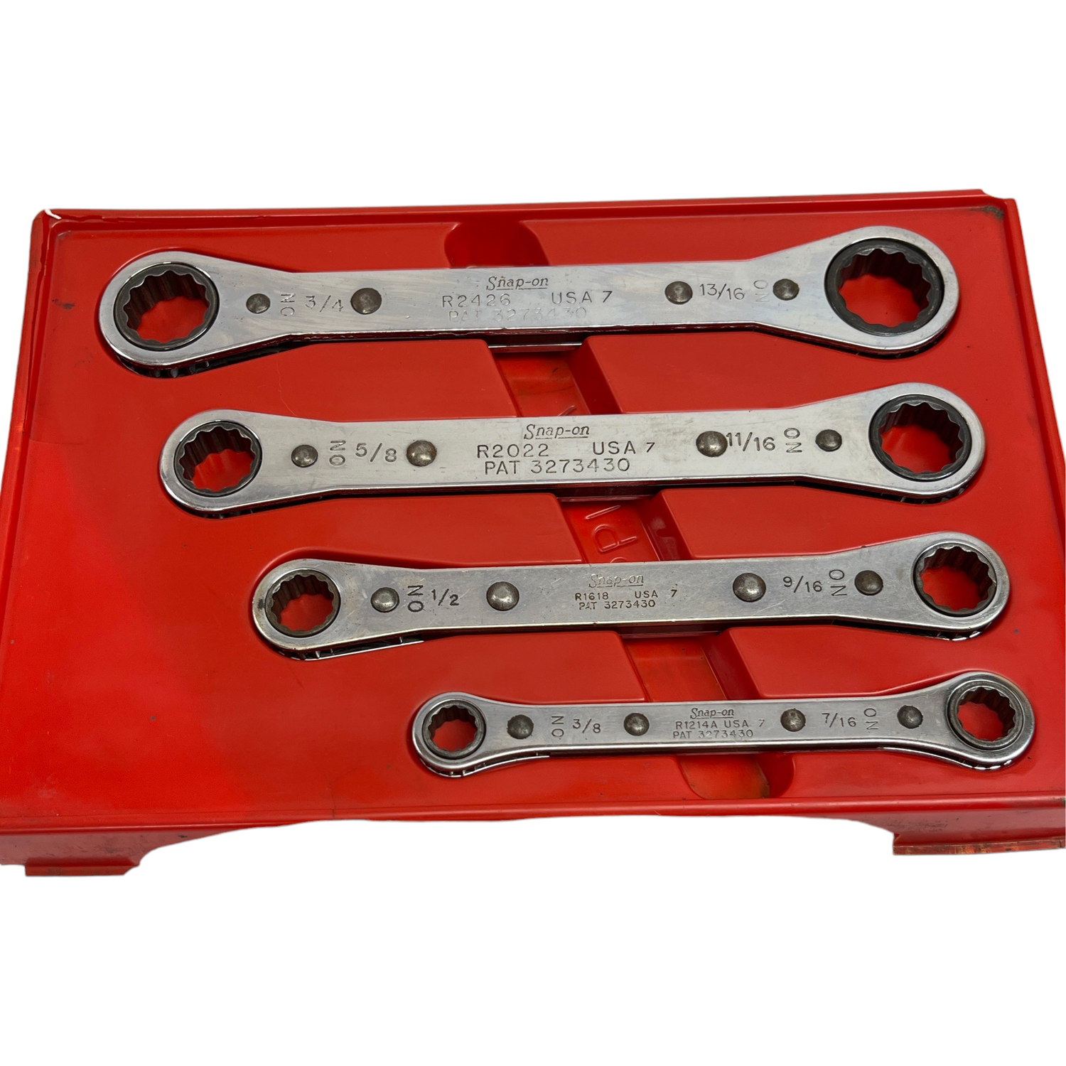 Snap On 4 Pc. 12 Point SAE 0 Offset Ratcheting Box Wrench Set RB604C Shop Tool Swapper