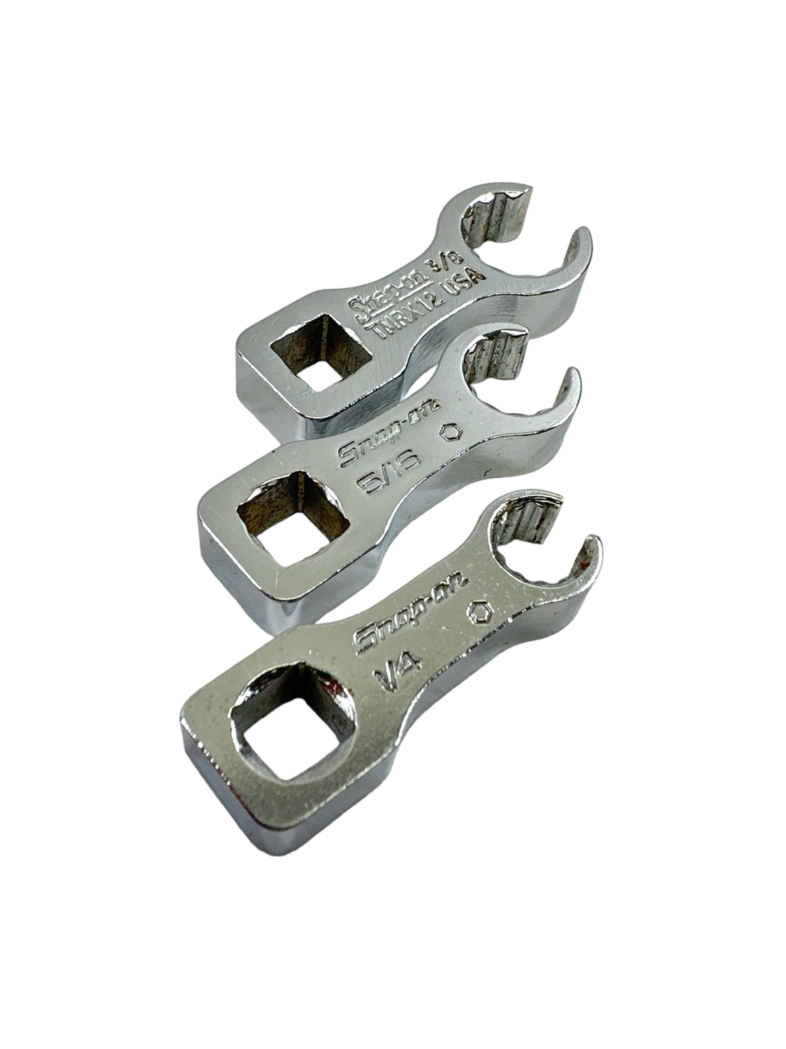 Snap On 3pc 1/4" Drive 12-Point SAE Flank Drive® Shallow Flare Nut Crowfoot Wrench Set, (1/4”, 5/16” & 3/8”)