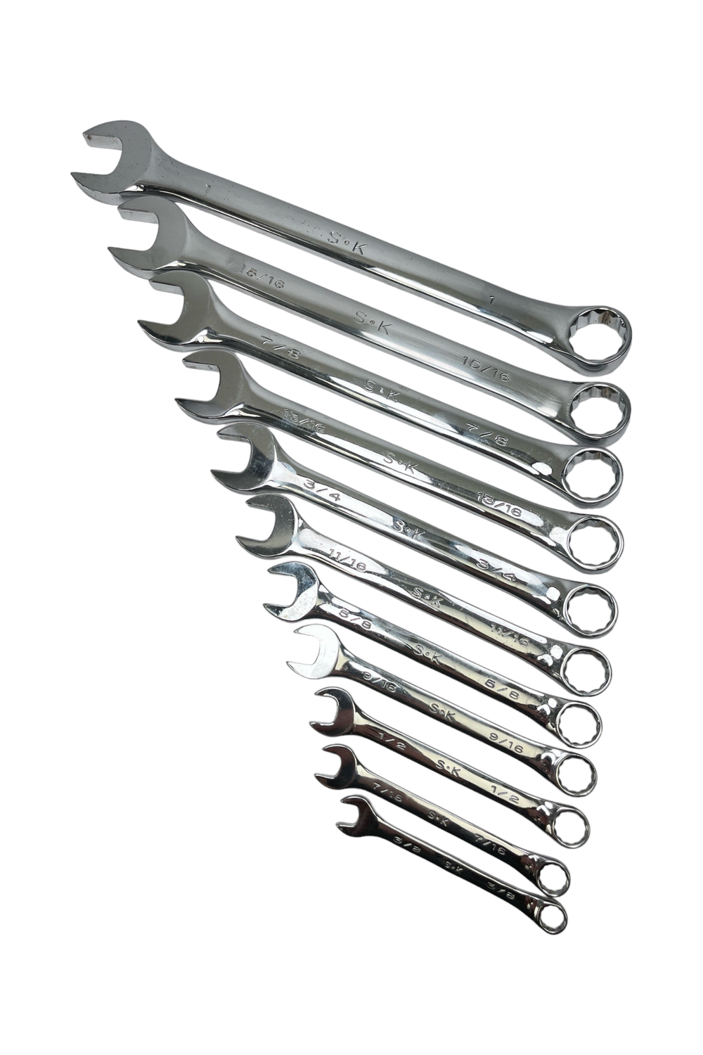 S.K Tools 11pc SAE 12-Point Combination Wrench Set (3/8”-1”), USA Made
