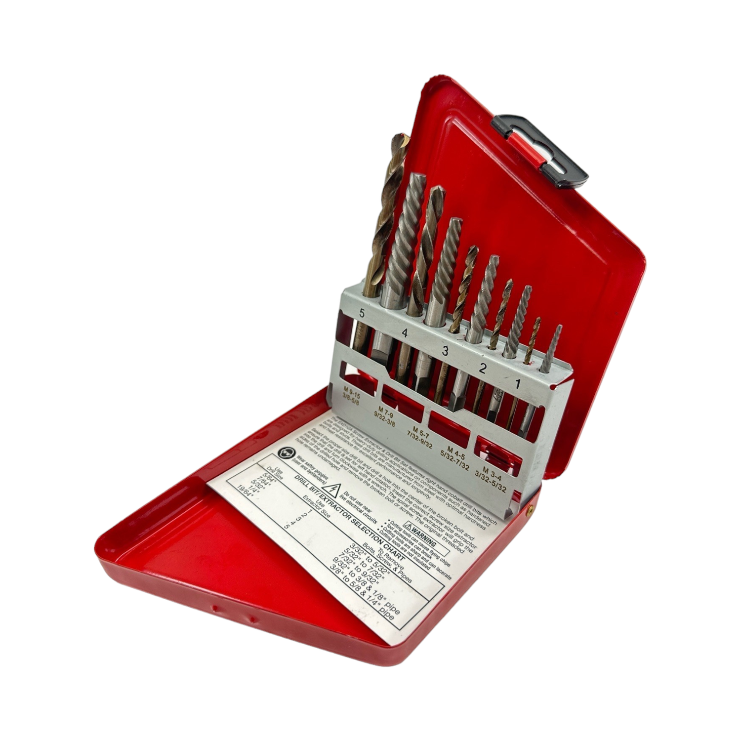 Snap On 10 pc Right Hand Cobalt Screw Extractor and Drill Bit Set, EXD10A