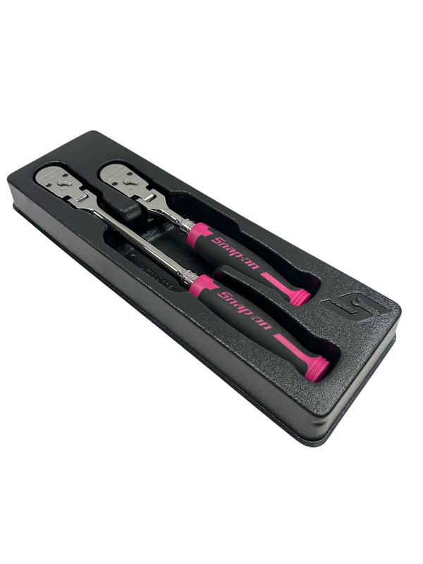 Snap On 2pc 3/8” Drive Cynergy Flex Head Ratchet Set Pink