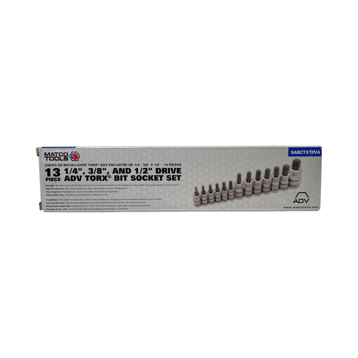 Matco Tools 13 Piece 1/4”, 3/8” & 1/2” Drive ADV Torx Bit Set
