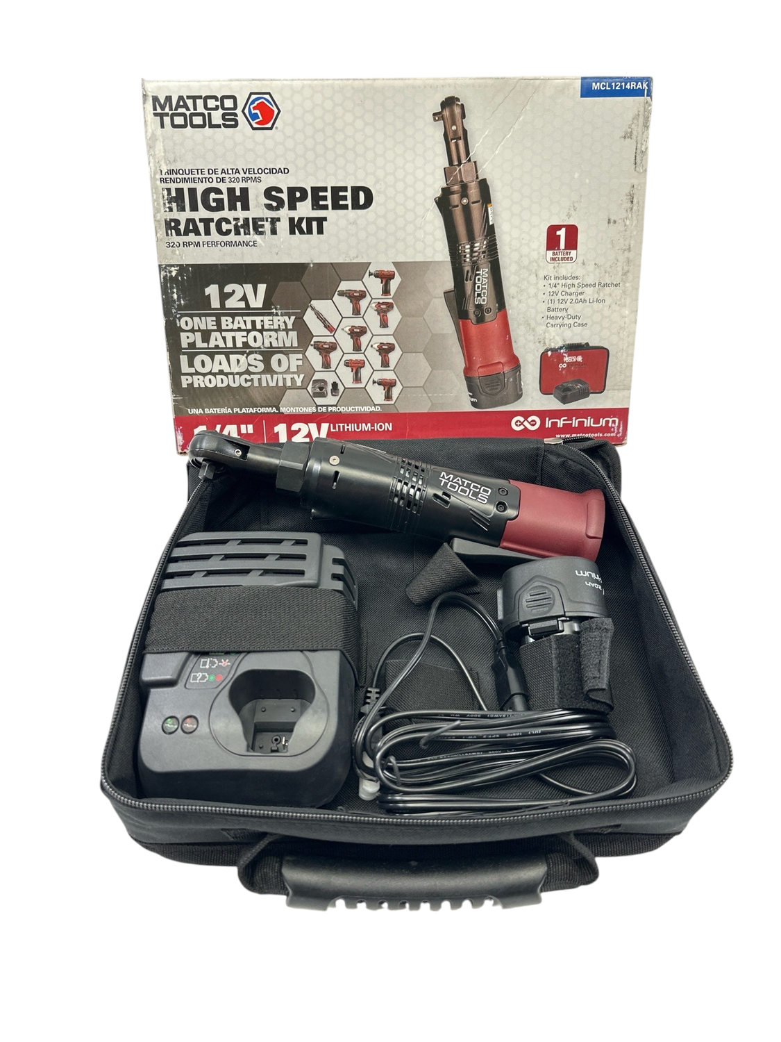 Matco 12V Cordless Infinium™ 1/4" Drive Ratchet Kit - Green, MCL1214RAK