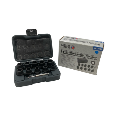 Matco Tools 11 Piece 1/2” Drive Metric Hex Grip Damaged Fastener Impact Socket Set (8mm, 10-17mm & 18mm), HG11M