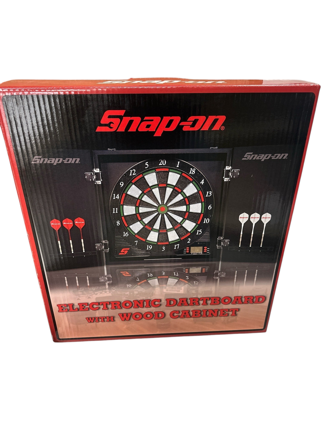 Snap On Electronic Dartboard With Wood Cabinet