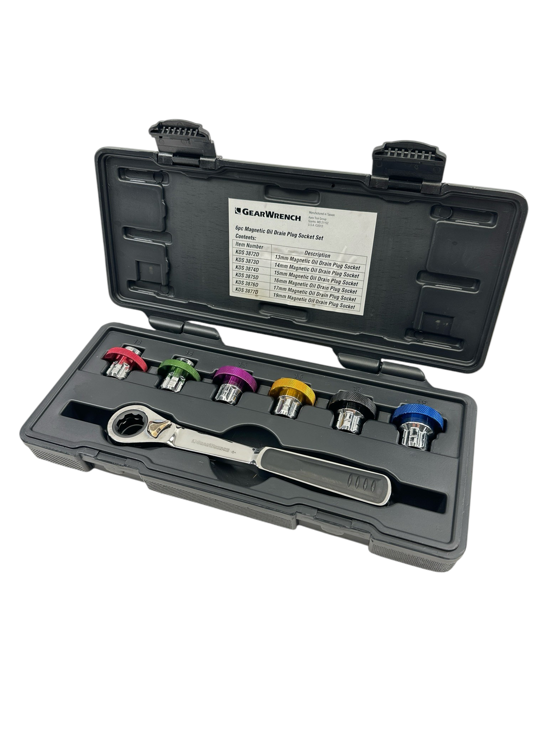 Gearwrench 6pc Magnetic Oil Drain Plug Socket Set, 3871D