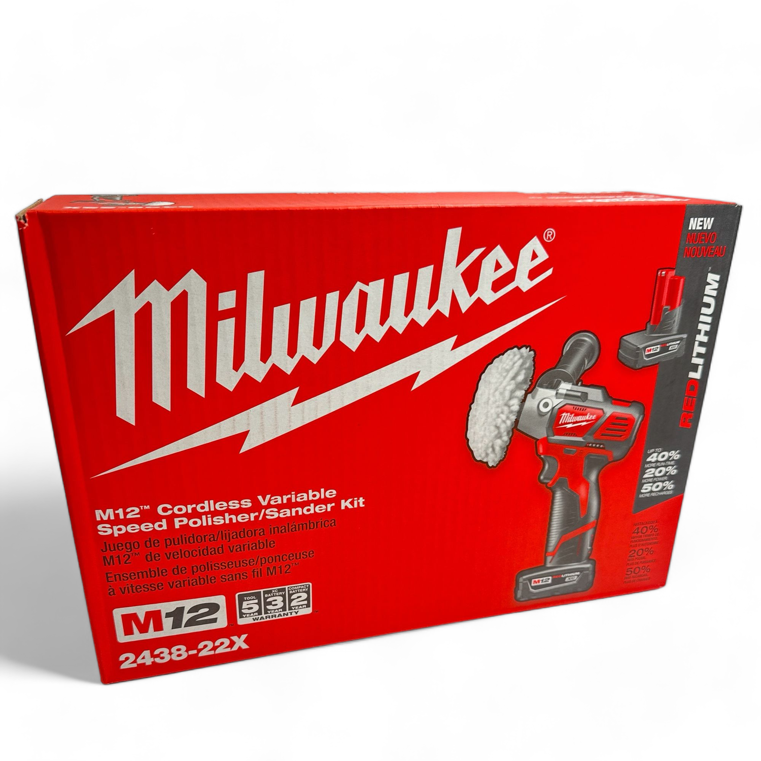 Milwaukee M12 Polisher/ Sander & 2 Batteries Kit, 2438-22X