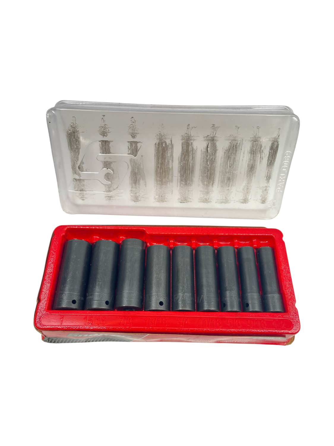Snap On 9 pc 1/2" Drive 6-Point SAE Flank Drive® Deep Impact Socket Set (1/2-1"), 309SIMYA