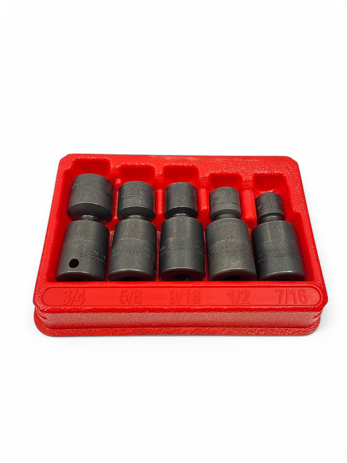 Snap On 5 pc 3/8" Drive 6-Point SAE Flank Drive® Shallow Impact Swivel Socket Set (7/16-3/4"), 205IPF