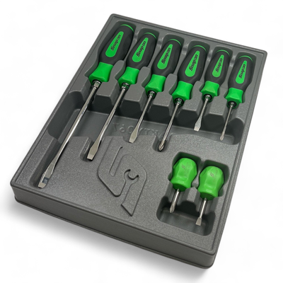 Snap On 8 pc Instinct Soft Grip Combination Screwdriver Set (Green), SGDX80BG