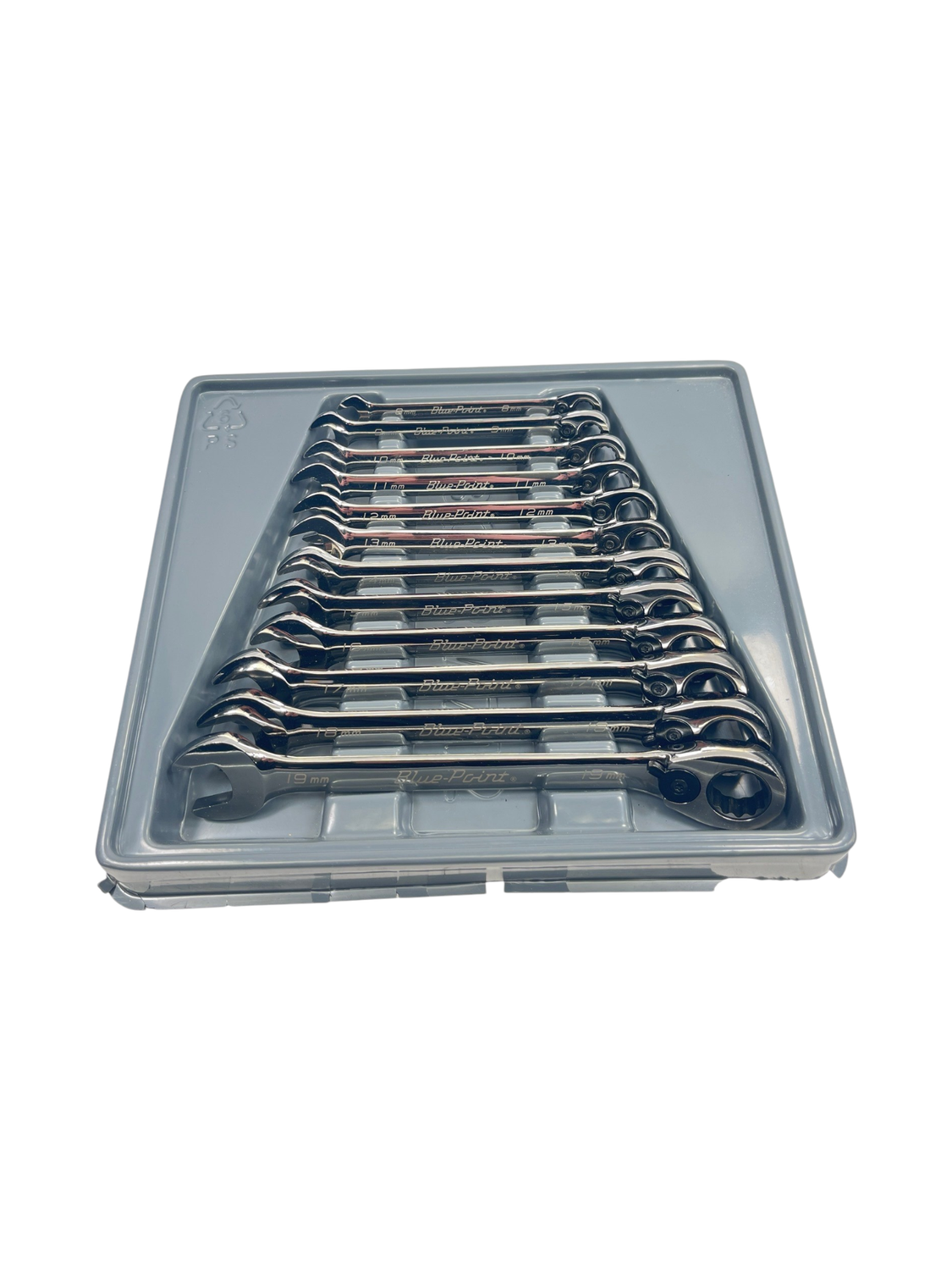 Blue Point 12 pc 12-Point Metric 15° Offset Ratcheting Combination Wrench Set (8-19 mm), BOERM712