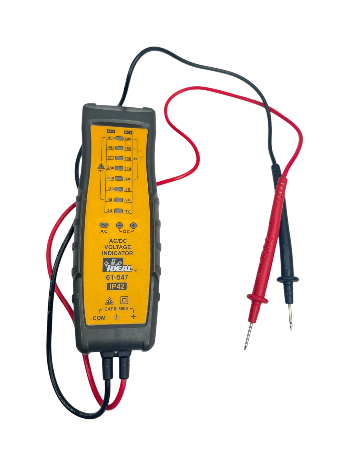 IDEAL Auto Indicating 600-Volt LED AC/DC Voltage Tester, 61-547